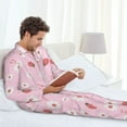 thumbnail image 4 of Mens Pajamas Set, Cute Strawberry Daisy Button Down Long Sleeve Loungewear Sleepwear Pjs sets for Men, 4 of 5