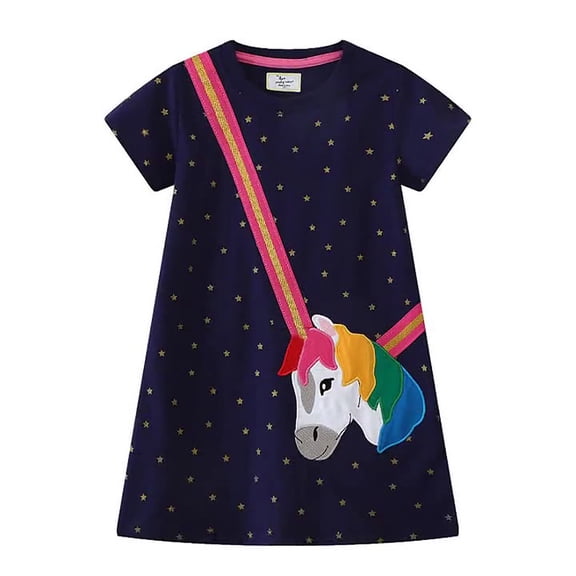 Gubotare Dresses for Girls Little Girls Dress Short Sleeve Toddler Summer Sundress Size 2-3T (Black,2-3 Years)