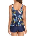 thumbnail image 4 of Aayomet Bathing Suit for Women American Retro Printed Conservative Tankini Swimsuit (Blue, L), 4 of 4