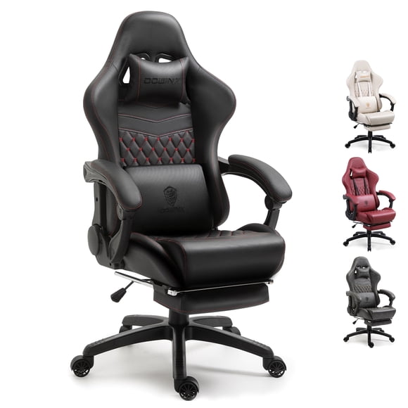 Silla Gamer Pro Dowinx | Ergonómica, Reclinable 180°, Masaje Lumbar USB, Reposapiés Retráctil, Ajustable | Cuero Sintético Premium