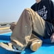 thumbnail image 5 of Pantalones cargo de cintura alta estilo Harajuku para hombre, pantalón liso con bolsillos grandes, holgado, de pierna ancha, rectos e informales, novedad de 2022, 5 of 5