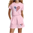 thumbnail image 2 of Amidoa Girls Summer 2 Piece Outfits Cute Floral Short Sleeve and Casual Shorts Kids Clothing Set Pink Size 3T, 2 of 5