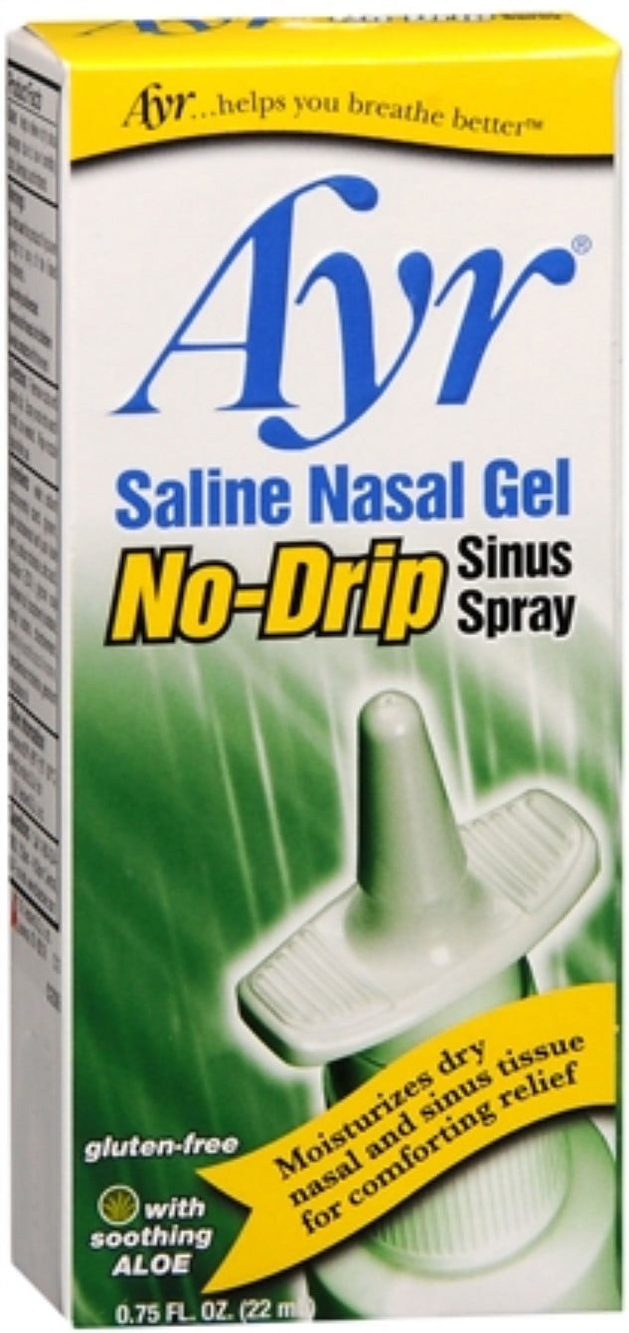 Ayr Saline Nasal Gel No-Drip Sinus Spray 0.75 oz (Pack of 6)
