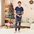 thumbnail image 2 of Odeerbi Christmas Pajamas for Family Holiday Short Sleeve Family Christmas Pajamas Matching Sets Dad Casual Print Top with Bottom Outfits Home Wear Sleepwear Family Matching PJs Set Blue, 2 of 6