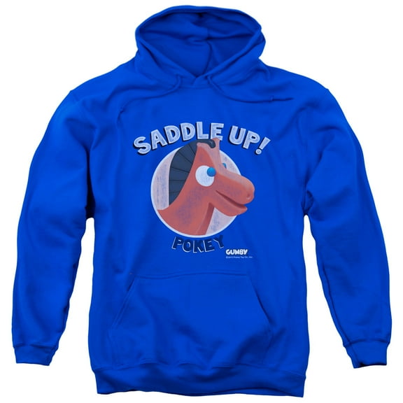 Gumby Saddle Up Adult Pullover Hoodie Sweatshirt Royal Blue