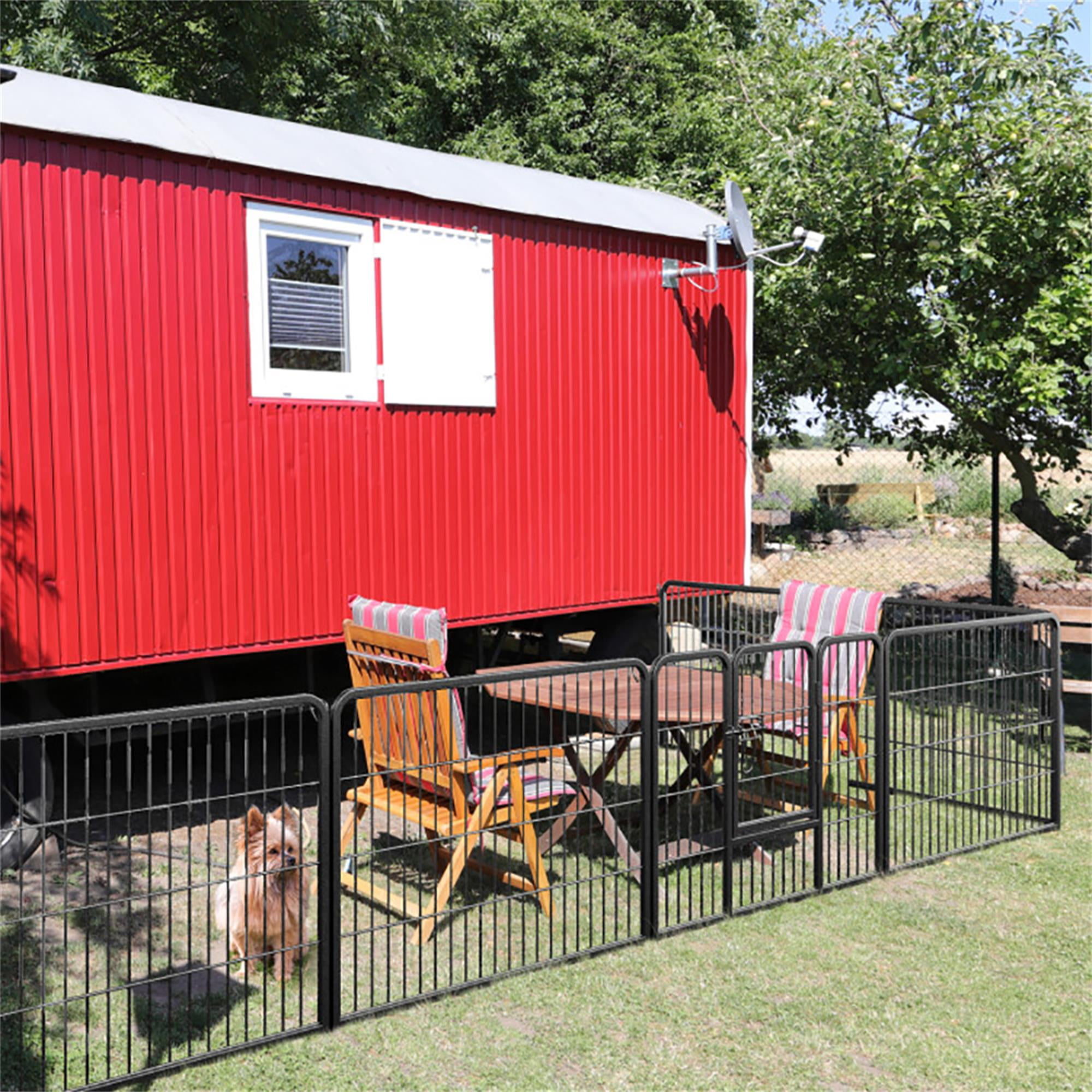 Demi Bonn 31"x24" Dog Playpen Outdoor 8-Panels Dog Pen Large Indoor Metal Puppy Pet Playpen for Small Dogs Run Fence, Black