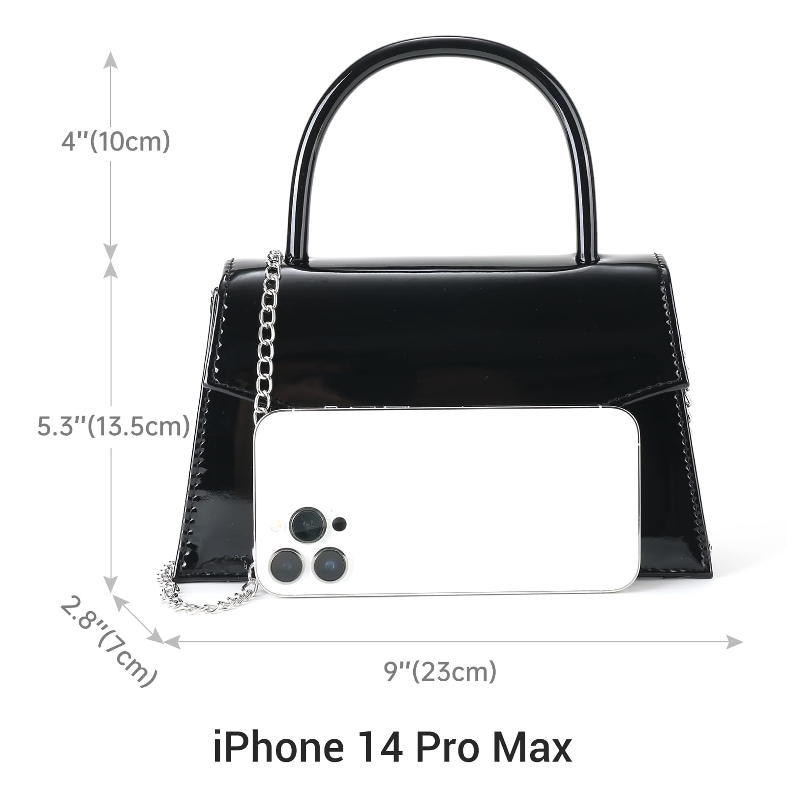 Milisente Women's Evening Bag Bridal Party Clutch Purses Cocktail Prom Handbags with Patent Leather（black）