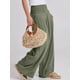 thumbnail image 3 of Pantalones Palazzo ANRABESS de lino para mujer, pierna ancha, color oliva, tamaño mediano, 3 of 8