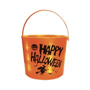 LED Light-Up Candy Bucket Pumpkin Happy Halloween Trick Or Treat Pail Orange