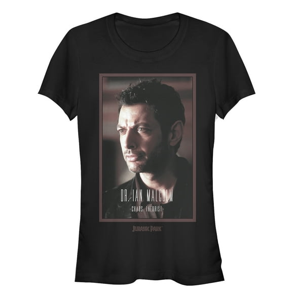 Junior's Jurassic Park Dr. Malcolm Chaos Theorist Graphic Tee Black Medium