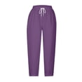 thumbnail image 5 of Seductiva Soft Leggings for Women Pants for Women Casual 2025 Summer Drawstring Elastic High Waist Linen Pants Wide Leg Cropped Trousers Loose Casual Pants, 5 of 5
