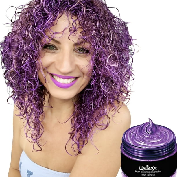 UrbanX Washable Hair Coloring Wax Material Unisex Color Dye Styling Cream  Natural Hairstyle Pomade Temporary Party Cosplay Natural Ingredients (Purple)  