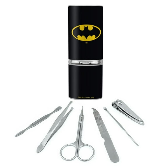 Batman Classic Bat Shield Logo Stainless Steel Manicure Pedicure Grooming Beauty Care Travel Kit