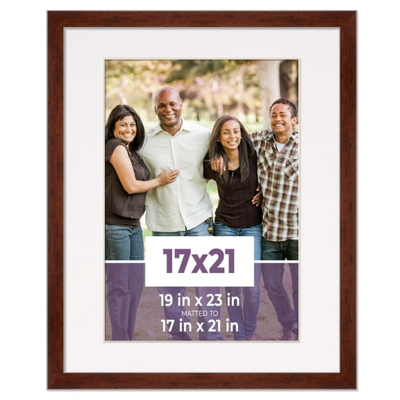 17x21 Frame Walnut With White Picture Mat For 17x21 Photo - Walnut 19x23 Frame To Display Print or