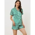 thumbnail image 2 of DARING DIVA Women's 2 Pcs Satin Silky Contrast Color Trim Pajama Set XL Light Green, 2 of 6