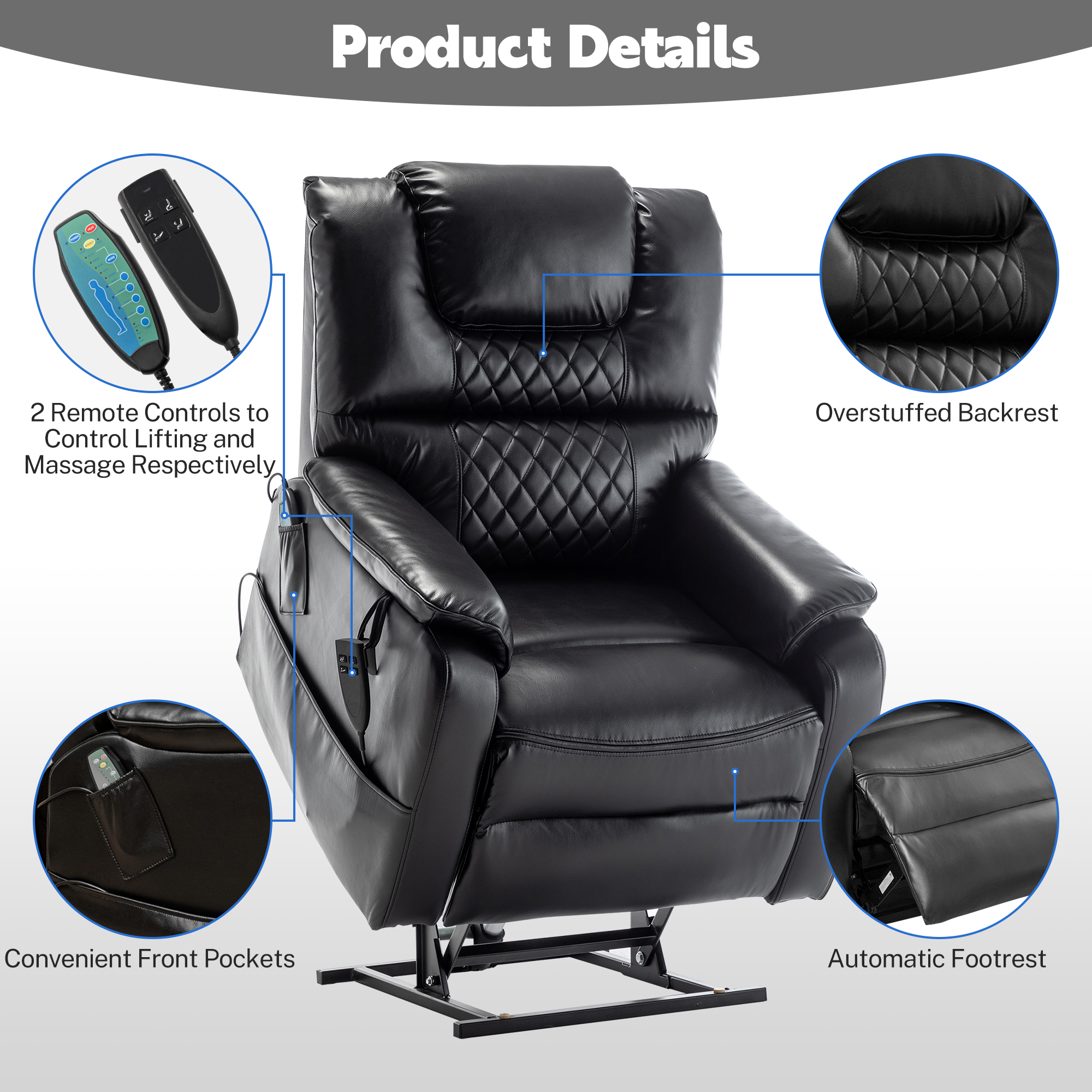 S827 1pc. High Back Support Recliner Leather Sofa — Stendmar