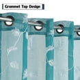 thumbnail image 2 of 2 Panel Sheer Curtains, Grommet Top Leaf Embroidery Faux Linen Textured Voile Curtains, 2 of 9
