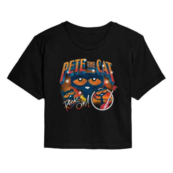 Pete The Cat - Collage - Juniors Cropped Graphic T-Shirt