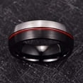 thumbnail image 2 of NUNCAD 8mm Black Matte Tungsten Ring Red Groove Two Tone Domed Brushed Finish Wedding Band for Men Comfort Fit Size 7-12, 2 of 5