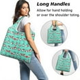 thumbnail image 2 of 5 Pack Foldable Shopping Bag,Turquoise Christmas Gnome Pattern Reusable Grocery Bags with Pockets,Large Reusable Tote Bags with Handles Waterproof & Lightweight, 2 of 6
