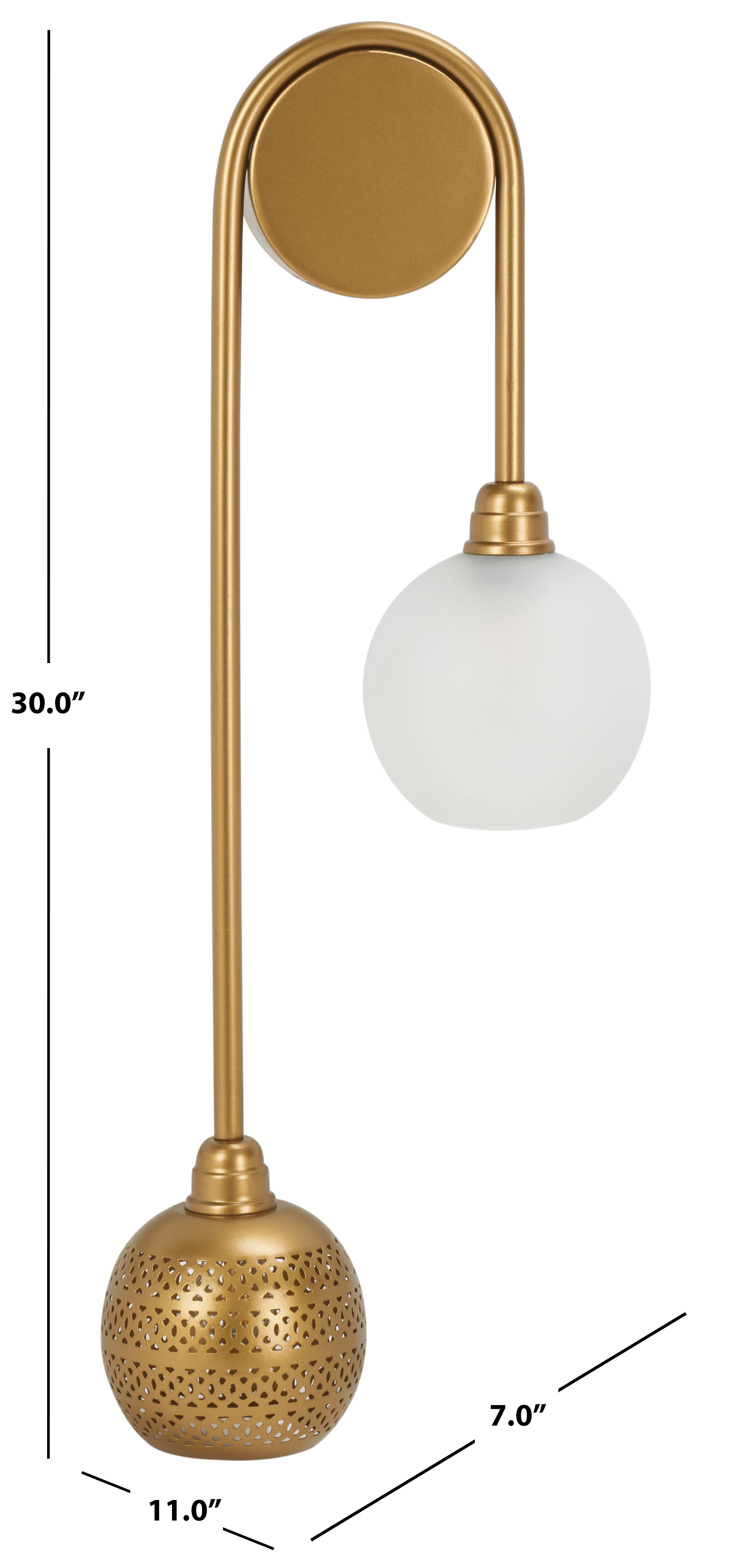 Safavieh Amari 2-Light 11" Modern Iron Sconces, Gold