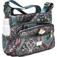 thumbnail image 3 of Wehilion Women's Exterior Pocket Floral Nylon Shoulder Bag, Blue, 3 of 7