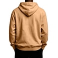 thumbnail image 3 of Men's Kangaroo Pocket Hoodie Hooded Long Sleeve Solid with Warm Cozy Soft Touch Pullover Basic Top for Fall Winter Everyday Wear and Weekend Outings Camel 2XL, 3 of 4