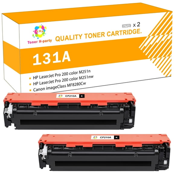 Toner H-Party CF210A Compatible Toner Cartridge for HP Laserjet 131A Pro 200 Color M251nw M251n MFP M276nw M276n CF210A (Black, 2-Pack)