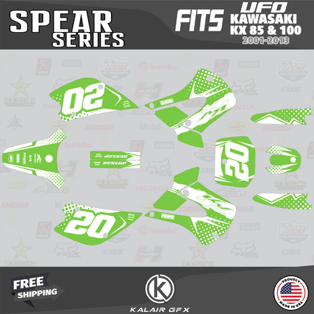 Kalair GFX Graphics Kit for Kawasaki KX100 UFO RESTYLE (2001-2013) Spear Series