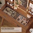 thumbnail image 4 of FANRAL LED Lighted Mirror Vanity Desk with Fluted Design,Charging Station & Glass Top,Modern Dressing Table with Storage Drawers & Shelves for Bedroom,Walnut Vanity, 4 of 7