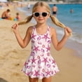 thumbnail image 3 of COEQINE Girls One Piece Swimsuit with Skirt & Attached Liner, Comfortable Tank Top V-Back Swimwear with Skirt Bottom, Cute Bathing Suit for Kids Age 10-11, Pink Starfish Conch Seashell, 3 of 8