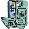 thumbnail image 1 of K-Lion Rugged Case for iPhone 14 Heavy Duty Shockproof Case with Slide Camera Cover Built-in 360° Ring Holder Kickstand Magentic Protective Case For iPhone 14,Darkgreen, 1 of 9