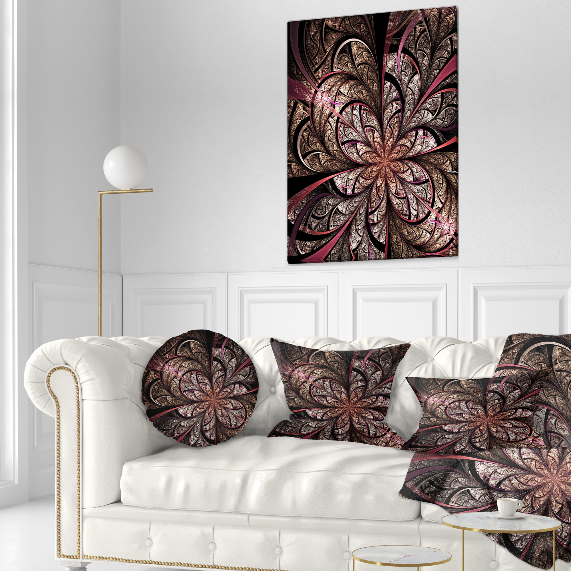 Designart Glowing Large Fractal Flower Design - Floral Throw Pillow - 12x20
