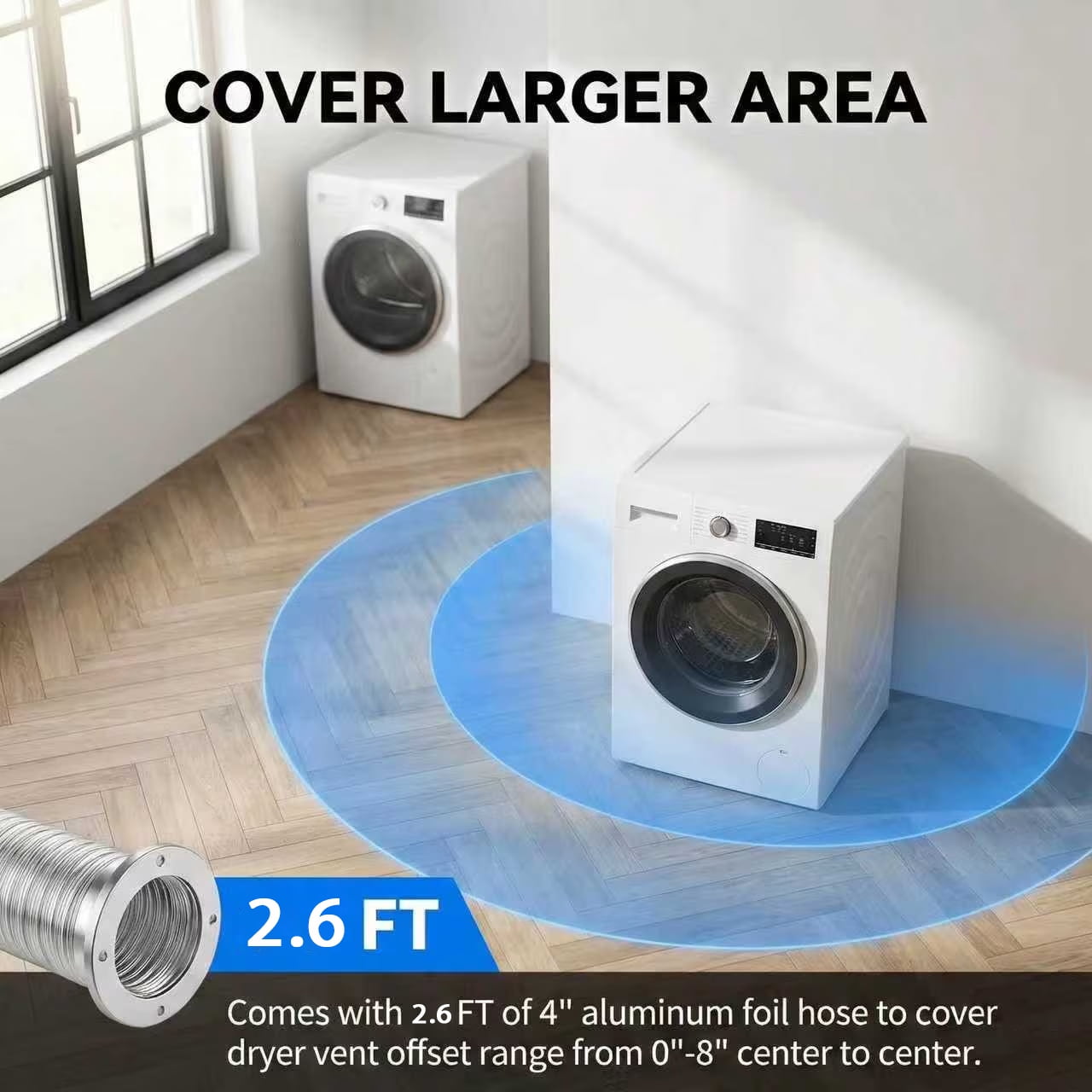 Airtight Seal Magnetic Dryer Vent Connector Kit, for Easy Lint Cleaning, Quick Connect Dryer Vent Tube