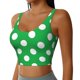 thumbnail image 2 of Fotbe Green And White Polka Dot Sujetador Deportivo Largo sin Aros para Mujer con Almohadillas y Soporte Medio, Transpirable y Absorbente, Camiseta Tipo Chaleco o Tank Top-Small, 2 of 8