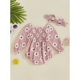 thumbnail image 5 of FEORJGP Toddler Girl 2PCS Floral Outfits 0 3M 6M 9M 12M 18M Newborn Long Sleeve Jumpsuits Square Neck Bodysuits Flower Print Rompers with Hairband Kidsual Comfy Daily Clothes for Spring Fall, 5 of 7