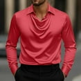 thumbnail image 2 of Xzbqbs Mens Solid Stretch Dress Shirts Long Sleeve Slim Fit Shirts Formal Business Prom Party Wedding Shirts Golf Shirts for Men, 2 of 6