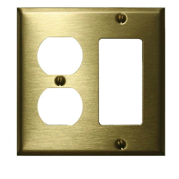 Switchplate Brushed Solid Brass Outlet GFI | Renovator's Supply