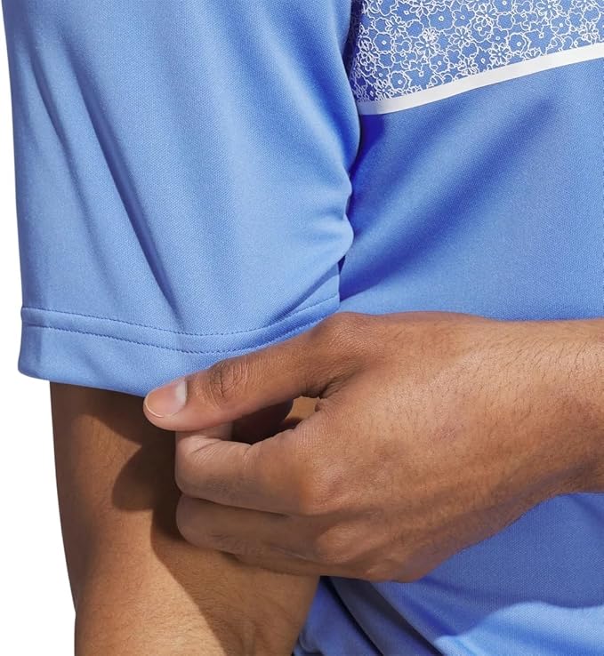 Adidas Men's 4-Way Stretch Chest Print Golf Polo Blue Fusion photo 5