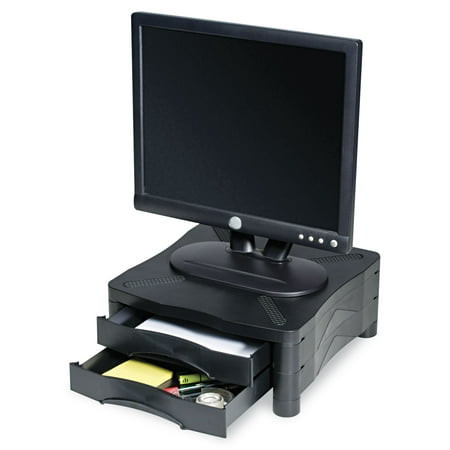 Adjustable Monitor Stand W/double Storage Drawer, 13 X 13-1/2 X 4-3/4 To