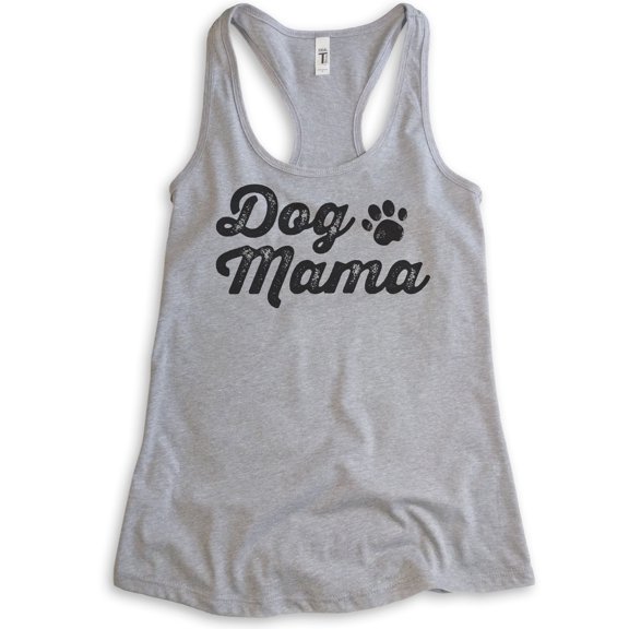 Dog Mama Tank Top, Ladies Racerback Tank Top, Dog Mom, Dog Lover Tank, Heather Gray, X-Large