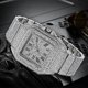 thumbnail image 3 of Fashion Hip Hop Men's Crystal Watch Bling Bling Watch Rectangle Case Stainless Steel Quartz Analog Bracelet Wristwatch, 3 of 4