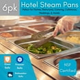 thumbnail image 2 of BIRDROCK HOME Stainless Steel Steam Table Pan - Hotel, Restaurant & Catering Supplies - 24 Gauge Steel, 2.6 qt Capacity - Meal Prep, Cooking, & Food Storage Container - 6" Depth, 1/6-Size (6 Pack), 2 of 8