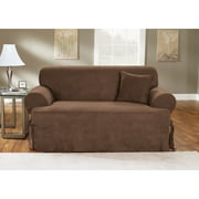 Angle View: Sure Fit Soft Suede T-Cushion Sofa Slipcover