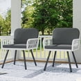 thumbnail image 4 of All-weather patio dining sillas set of 2-hand-woven rattan armchairs con cushions indoor/outdoor use gris para garden balcony deck backyard, 4 of 7