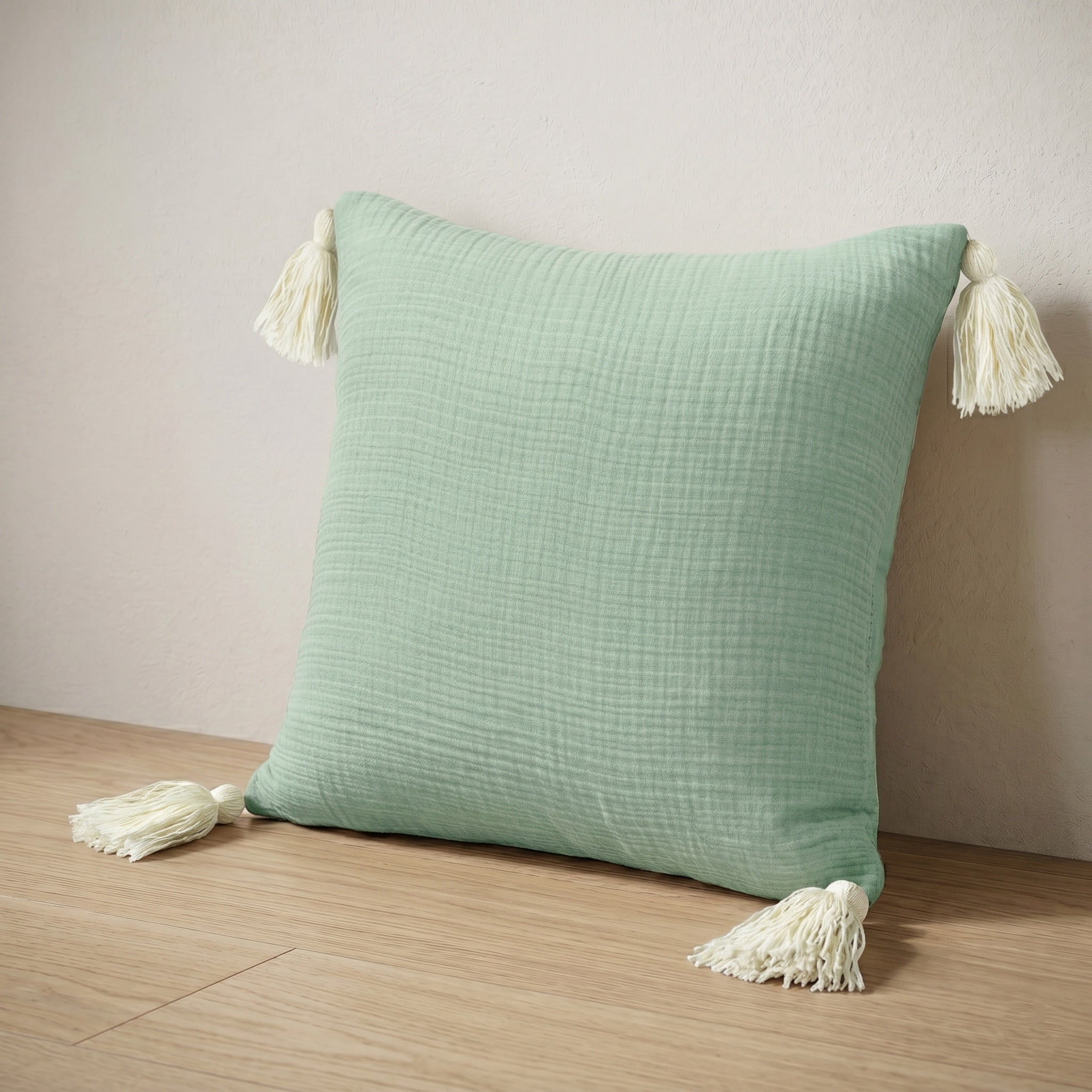 Harlow Hill 20" x 20" Gossamer Green Solid Turkish Cotton Adult Decorative Throw Pillow Cover