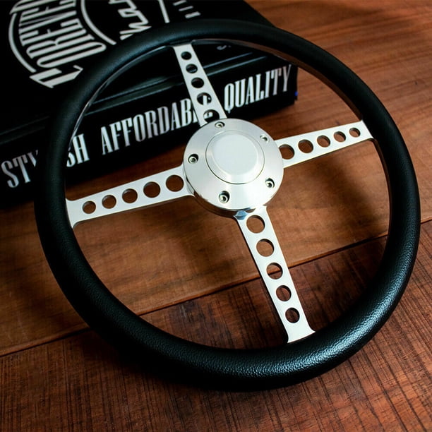 14" Polished Lakester Black Half Wrap Steering Wheel Chevy Muscle C10