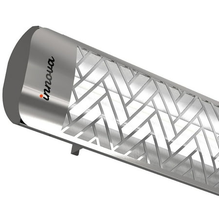 

Innova-6000 Watt Electric Infrared Dual Element Heater-277 Voltage-Stainless Steel Finish-Chevron Decorative Fascia-Outdoor Wall Mount Electric