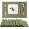 thumbnail image 1 of Myir JUN Napperons, Ensemble de 8 Napperons d'Intérieur Lavables Antidérapants Résistants à la Chaleur Tissés pour Table à Manger Napperon en Tissu PVC (Vert, Ensemble de 8), 1 of 7