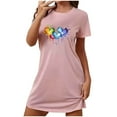 thumbnail image 2 of Sakmal Moo Moo Nightgown for Women Cute Pink Short Nightwear Print Short Sleeve Nightgowns for Women, 2 of 5